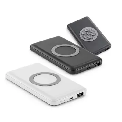 Bateria portátil e carregador wireless. Alumínio. Bateria polímero de lítio. LED: indicador de ca...