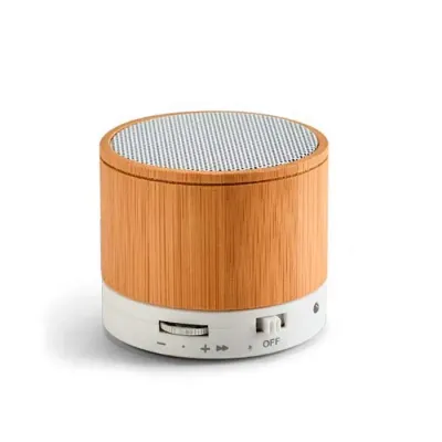 Caixa de som com microfone. Bambu. Com transmissão por bluetooth, ligação stereo 3,5 mm e leitor ...
