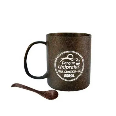 Caneca redonda com colher personalizada