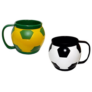 Crazy Ideas - Minicaneca no formato de um bola de futebol, capacidade para 200 ml, nas cores amarelo e verde ou preto e branco