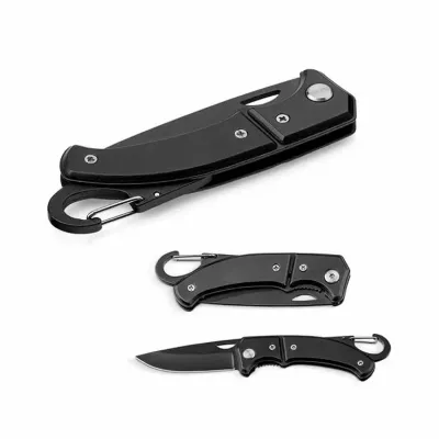 Canivete. Aço inox e metal. Fecho de segurança. Com mosquetão. Fornecido em caixa presente. 101 x...