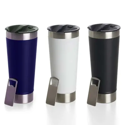 Copos térmicos - azul, branco e preto