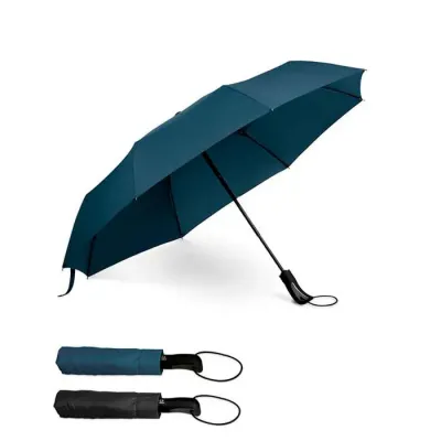Guarda-chuva dobrável. 190T pongee. Pega revestida em borracha. Abertura automática. Fornecido em...