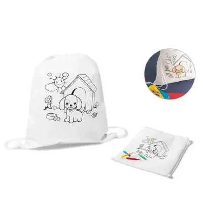 Sacola tipo mochila para colorir em non-wove