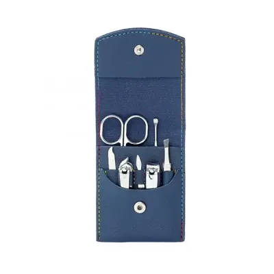 Kit manicure 7 peças em estojo azul