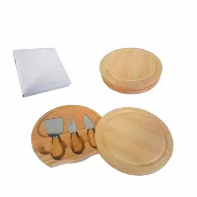 Kit queijo com 4 peças: tábua, espátula, garfo e faca