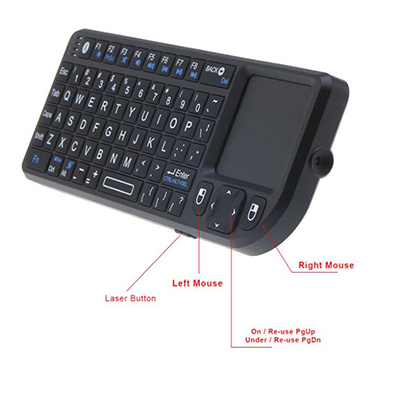 Mini teclado multifuncional com sistema via wireless