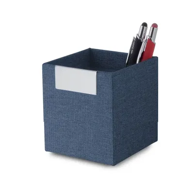 Porta objetos e canetas azul