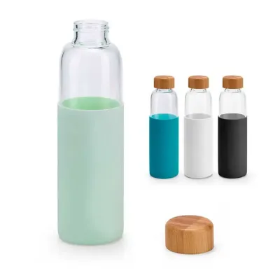 Squeeze. Vidro borossilicato. Com tampa em bambu e revestida com luva em silicone. Capacidade: 60...