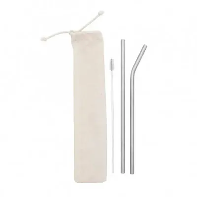 Kit com 2 canudos de aço e 1 limpador personalizado