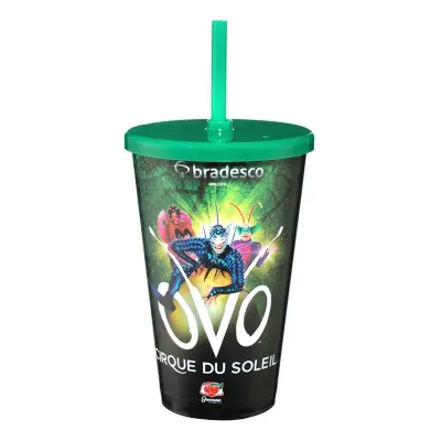 Copo personalizado com tampa e canudo