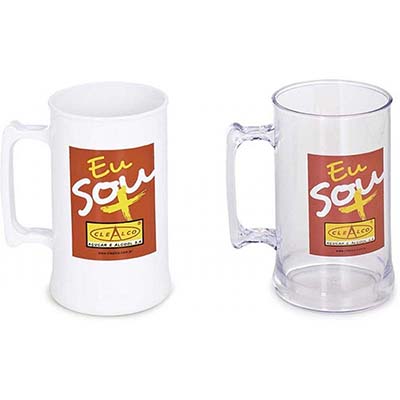 Caneca de plástico transparente, 350ml. 
