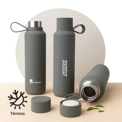 Garrafa Térmica Pulse Emborrachada com acabamento antiderrapante