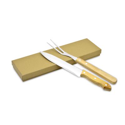 Redd Promocionais - Kit churrasco personalizado com faca e garfo ambos com cabo de bambu. Acompanha estojo de papel kraft com el�stico para manter os talheres fixos. Idea...