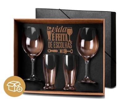 Kit de Taças de Vinho e Tulipa para Cerveja Personalizado 1