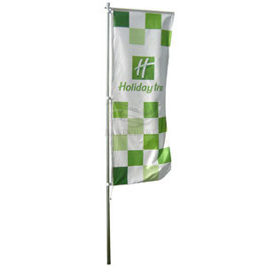 Bandeiras verticais confeccionadas em Tecido Duralon® 100% poliéster.
