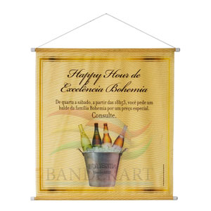 Banners com gravação personalizada em tecido.