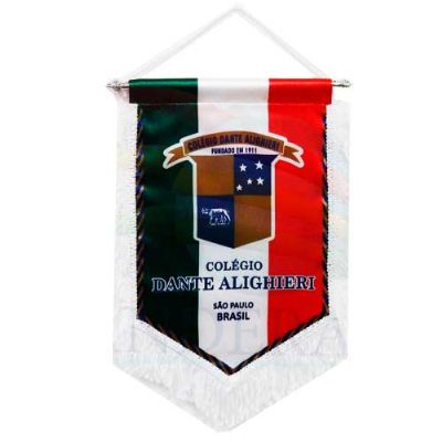 Flâmula personalizada em tecido Duralon®, modelo luxo com travessão, cordão e franja. 