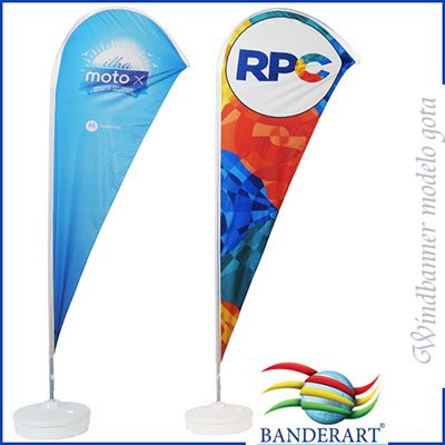 Windbanners® confeccionados no tecido Duralon® 100% poliéster