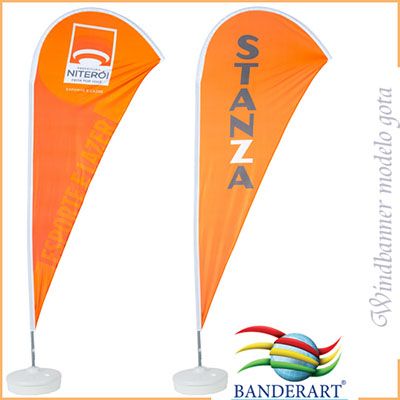 Windbanners® confeccionados no tecido Duralon® 100% poliéster,