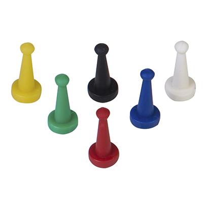 Pinos coloridos, Cores disponíveis: verde, vermelho, azul, amarelo, preto e branco