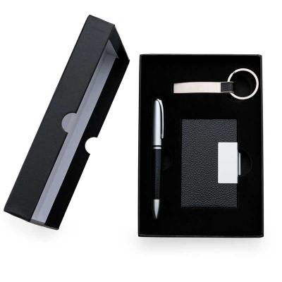 Kit Executivo 3 Peças com caneta, porta cartão e chaveiro com caixa