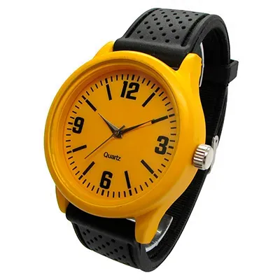 Relógio de pulso promocional LARC2310 pulseira preta mostrador amarelo