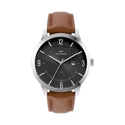 Relógio de pulso com pulseira de couro marrom personalizado