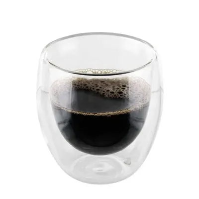 Copo de parede dupla de vidro que protege as mãos 