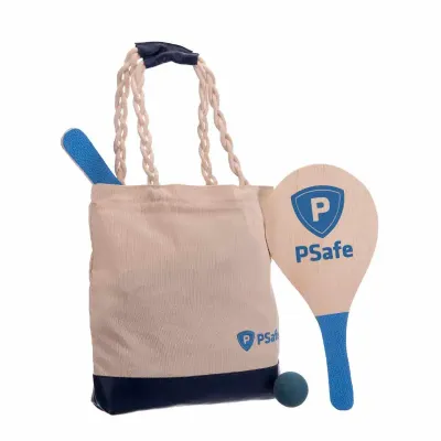 Kit praia com sacola e duas raquetes de frescobol com bolinha
