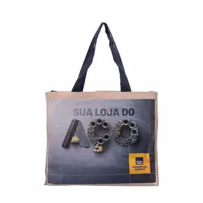 Sacola ecológica confeccionada em lonita cru e colorida