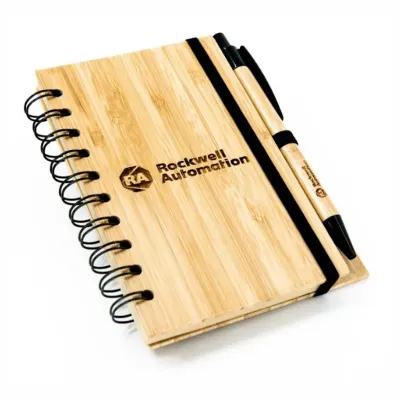 Caderno A5 espiral de capa dura em bambu