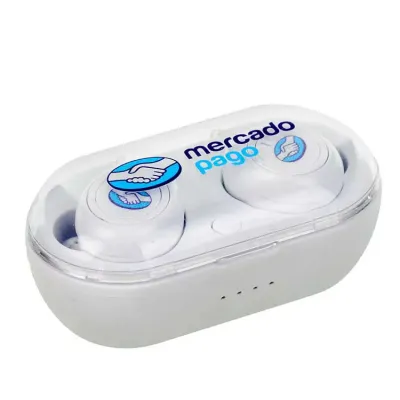 Fone bluetooth intra-auricular com base carregadora personalizada