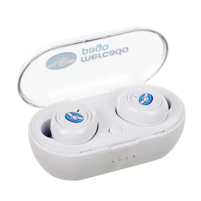 Fone de ouvido bluetooth com base carregadora