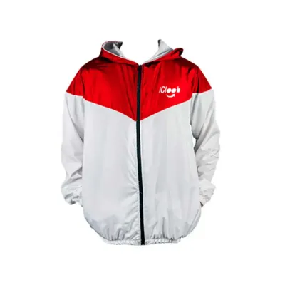 Jaqueta Corta-Vento iCloob branca e vermelha