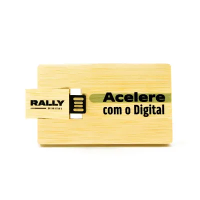 Pen card 4GB/8GB/16GB retangular de madeira