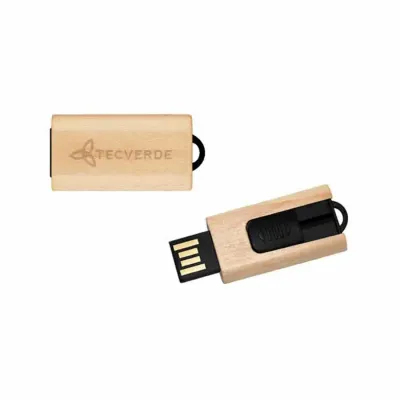 Pen drive retrátil de 2, 4 ou 8Gb em bambu