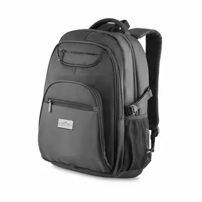 Mochila para notebook com quatro• bolsos frontais sendo: porta moeda, porta caneta, porta documentos e porta celular,