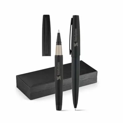 Conjunto de canetas em metal com estojo almofadado