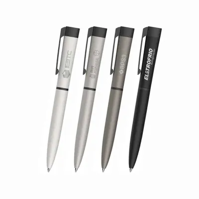 Caneta esferográfica em várias cores com corpo metálico fosco