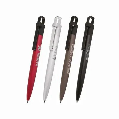 Caneta esferográfica corpo metálico colorido e acionamento por clique