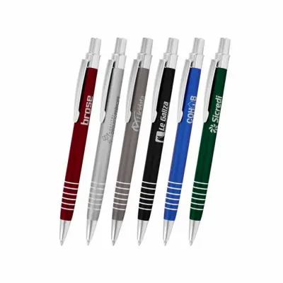 Caneta esferográfica com corpo de metal em várias cores