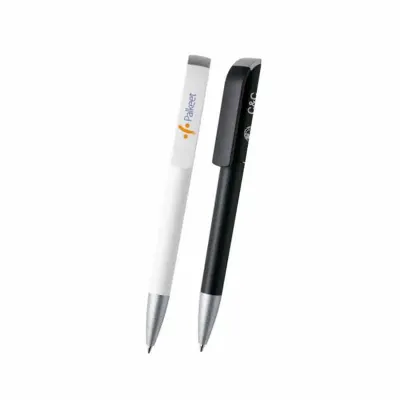 Caneta Plástica na cor branco e preto