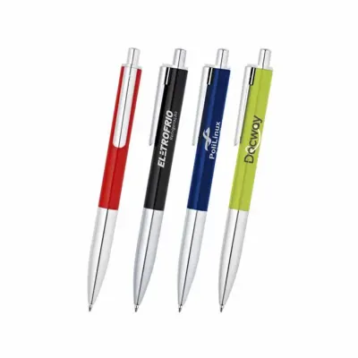 Caneta esferográfica com corpo de alumínio colorido