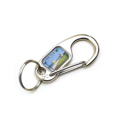 Chaveiro metálico anzol com mosquetão