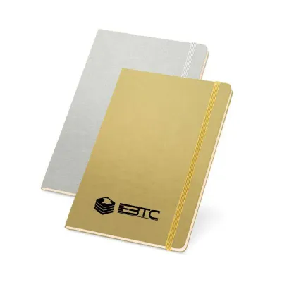 Caderno personalizado na cor prata e dourado